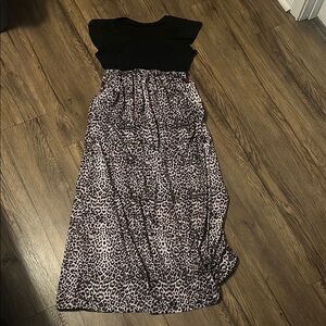 Leopard Print Maxi Dress with Black Top